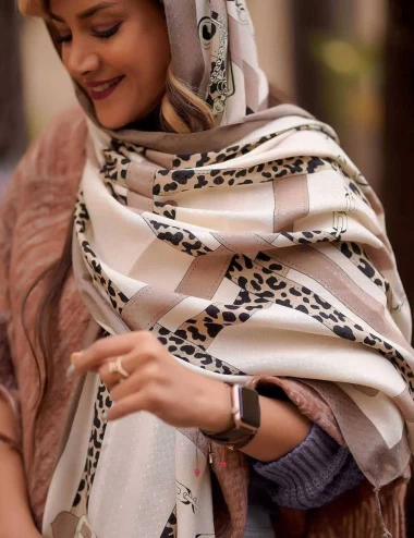 شال نخی ژاکارد پاییزه منگوله دار عرض 75 کد 6589