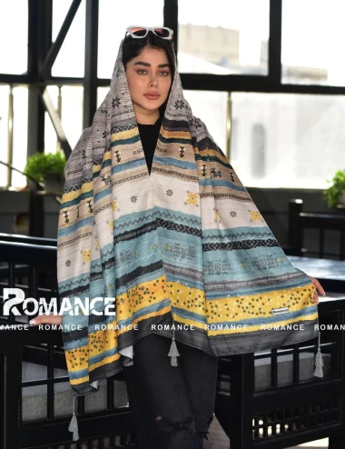 شال نخی پاییزه منگوله دار عرض 75 کد 5952