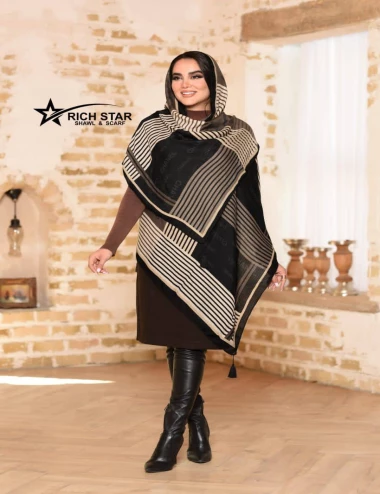 شال نخی پاییزه منگوله دار کد 10375