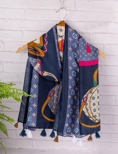 شال نخی منگوله دار عرض 75 کد 8390