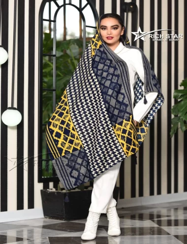 شال نخی پاییزه منگوله دار عرض 75 کد 6059