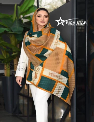 شال نخی منگوله دار عرض 75 کد 8475