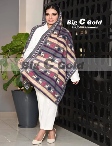 شال موهر پاییزه منگوله دار عرض 75 کد 6717
